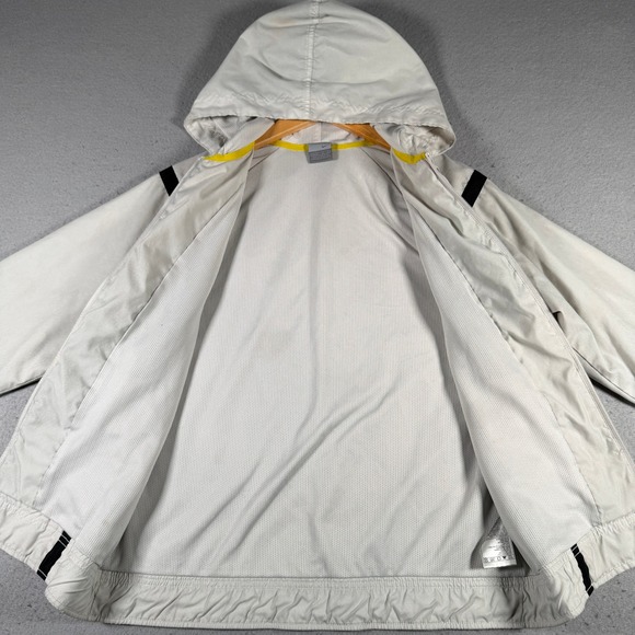 Nike Hooded Windbreaker Jacket White Black Stripe Full Zip Athletic Womens M - Picture 11 of 16